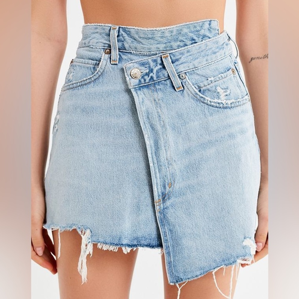 Agolde Criss Cross Denim Skirt